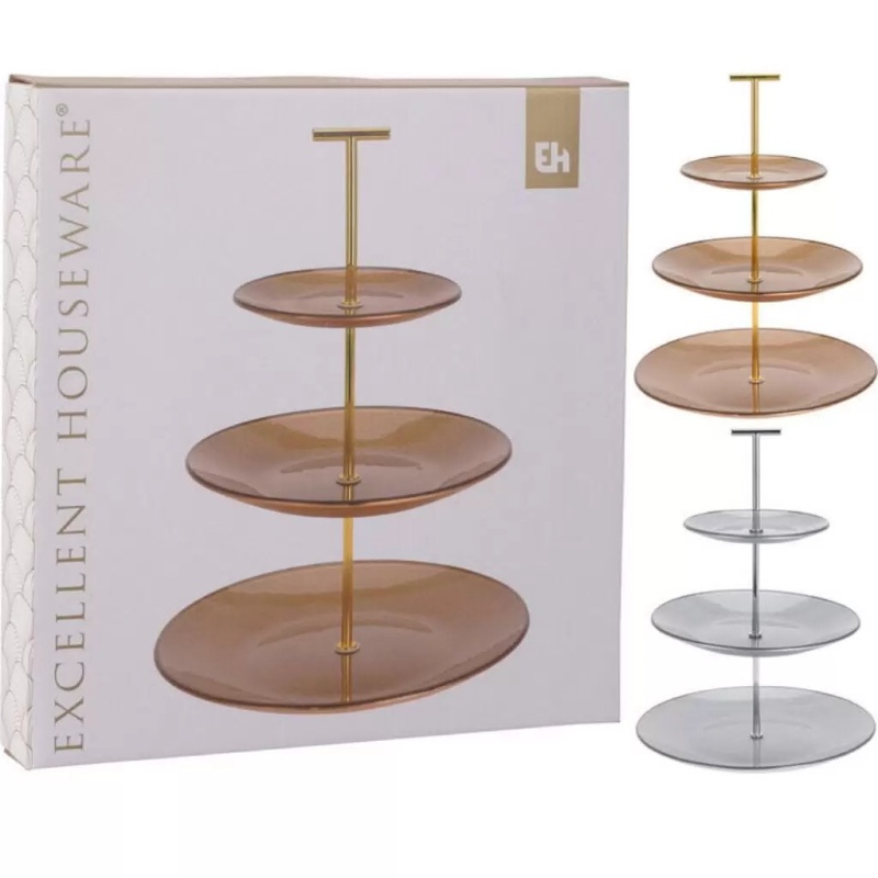 Блюдо 3х-ярусное 30 см Excellent Houseware в ассортименте 300₽