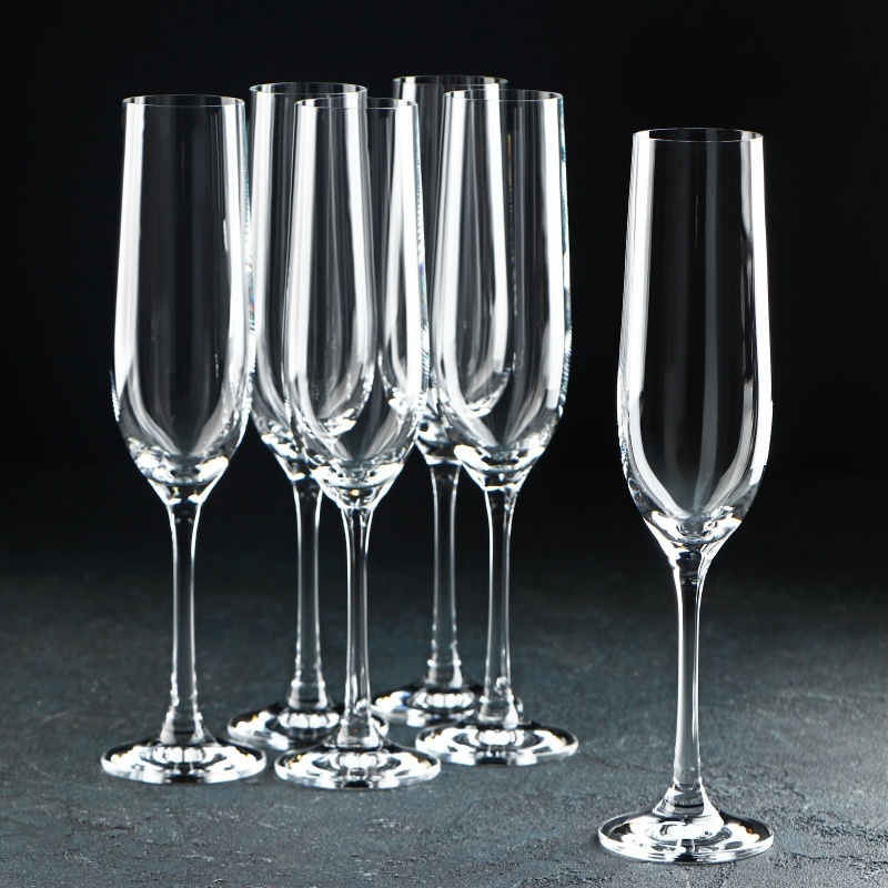 Набор бокалов для шампанского 190 мл Bohemia Crystal Viola 6 шт бокал для вина 640 мл стекло 6 шт bohemia milvus 91l 1sd22 0 00000 640 662