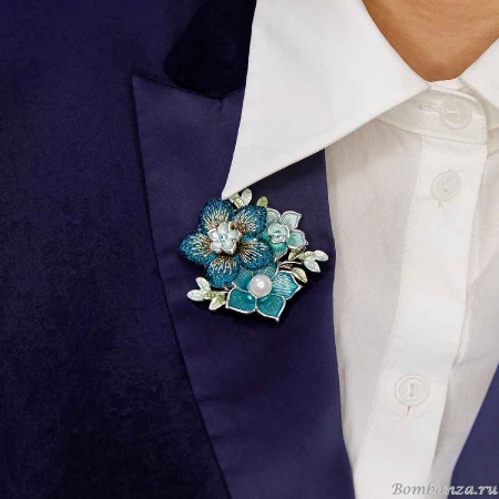 Брошь Букет, бюрюзовый