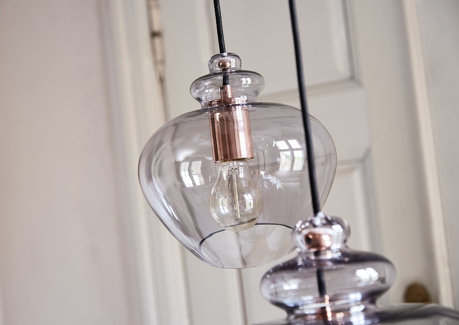 Лампа подвесная Frandsen Grace 23 см дымчатое стекло, черный цоколь от CookHouse