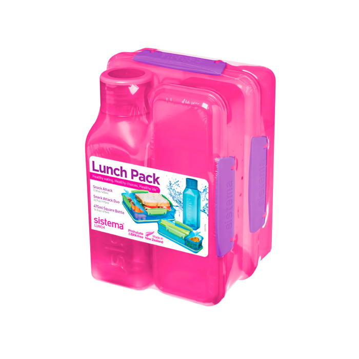 Набор из двух контейнеров с бутылкой Sistema Lunch розовый Sistema CKH-1590_КРАСНЫЙ