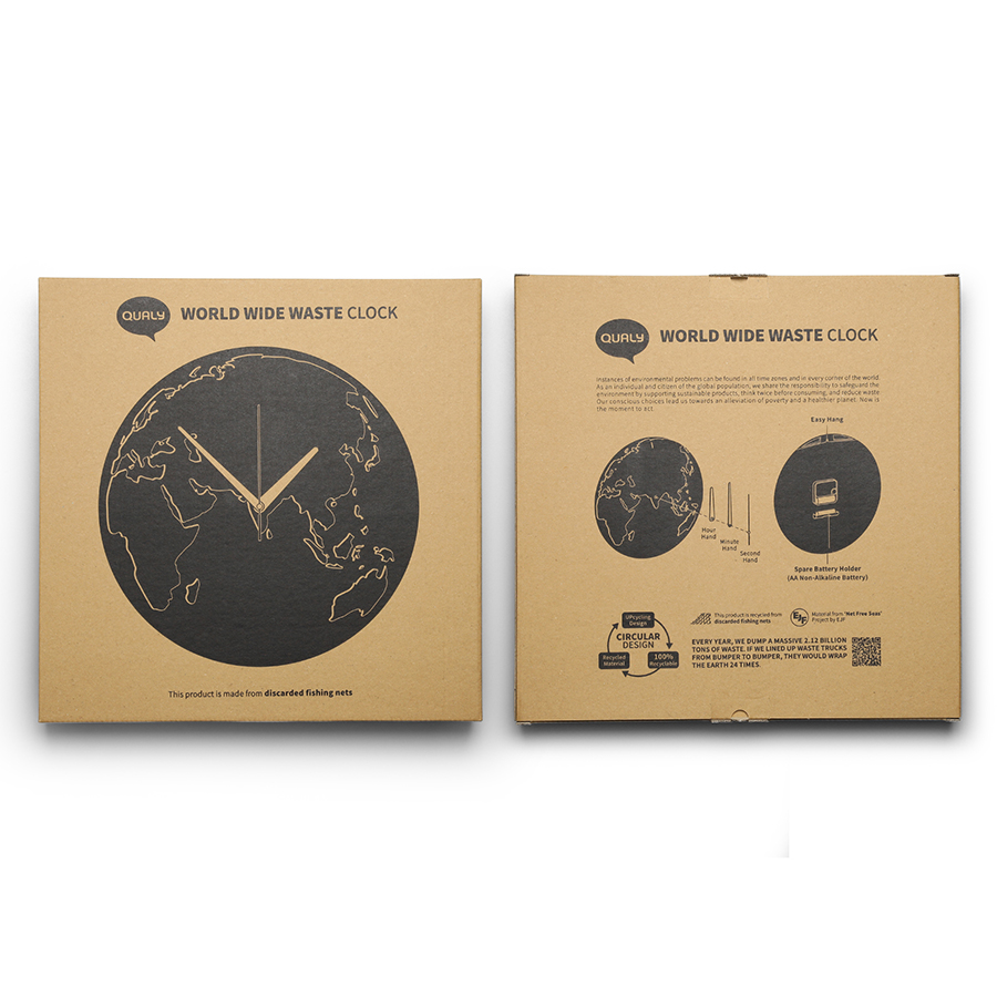 Часы настенные Qualy World Wide Waste коричневый Qualy CKH-QL10400-BN - фото 2