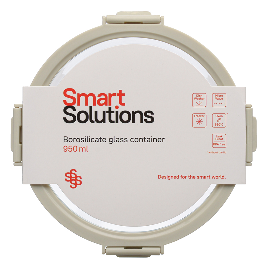 Контейнер стеклянный 950 мл Smart Solutions светло-бежевый Smart Solutions CKH-ID950RD_7534C - фото 6