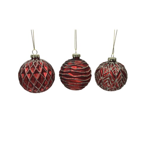 Украшение подвесное шар стеклянный 8 см DecoLine красный в ассортименте