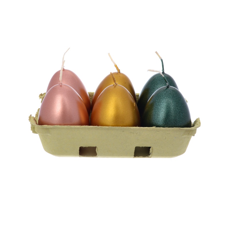 Набор свечей 6 шт Adpal Пасхальные яйца разноцветные металлик открытка держатель для яйца пасхальная композиция