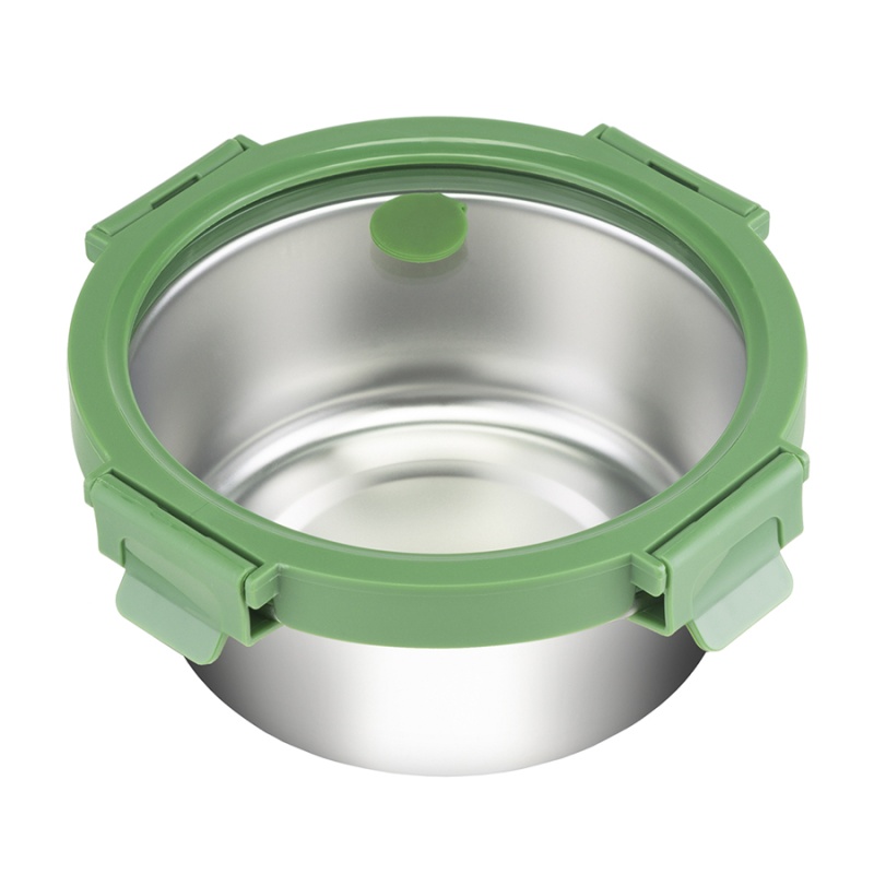 Ланч-бокс круглый стальной 650 мл Smart Solutions зелёный