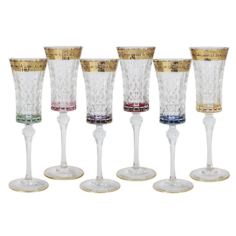 Набор бокалов для шампанского 150 мл Same Цветная Флоренция 6 шт Same CKH-SM3173_678-AL - фото 1