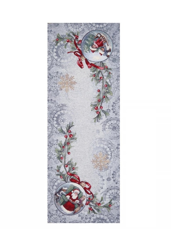 Дорожка 44 х 140 см Le Gobelin Новогодние ягоды серо-голубая