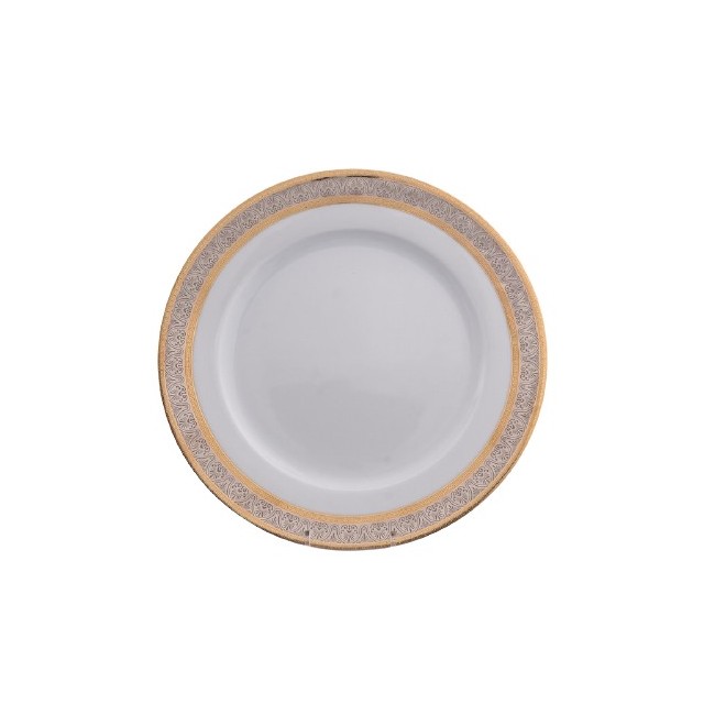 Набор тарелок 21 см Thun Опал широкий кант платина золото 6 шт
