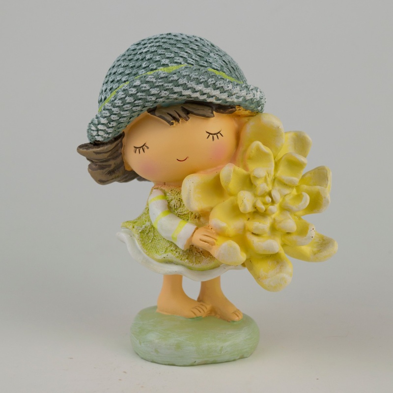 Сувенир 14 см Азалия Девочка с цветком желтый девочка с пальчик