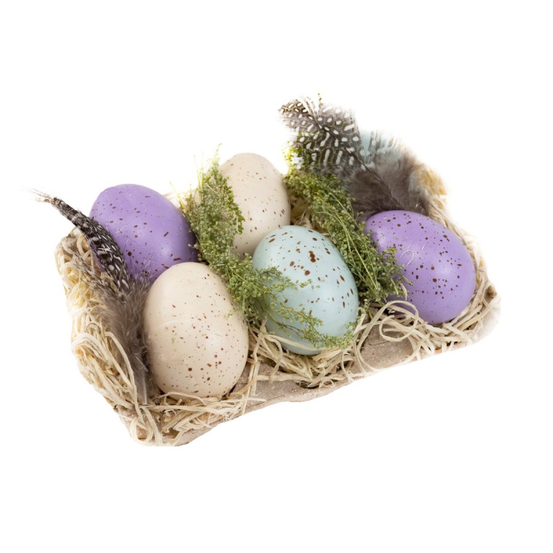 Набор пасхальных яиц с перьями в кассете 17 х 13 см Азалия 6 шт в ассортименте 759₽