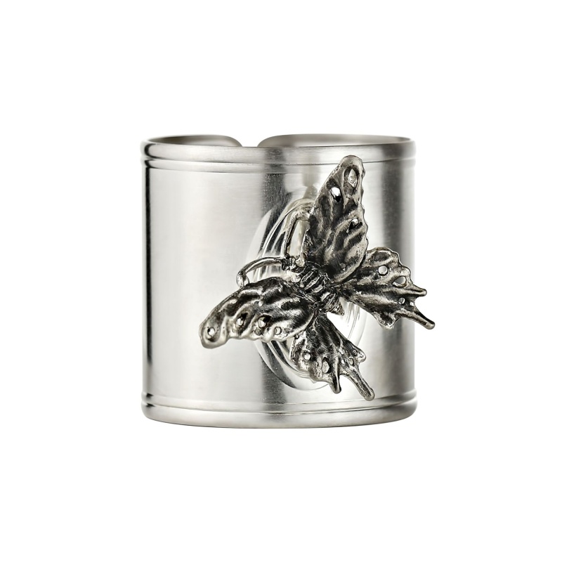 Кольцо для салфеток с черчением бабочки Кольчугинский мельхиор серебристый