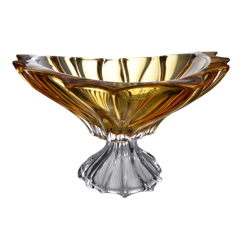 Фруктовница на ножке 33 см Aurum Crystal Plantica Amber ваза для фруктов на ножке 33 см aurum crystal plantica gold