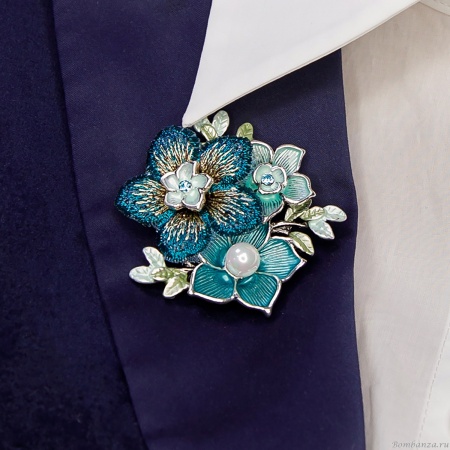 Брошь Букет, бюрюзовый