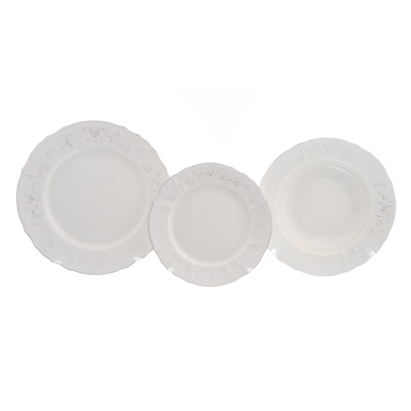 

Набор тарелок на 6 персон Bernadotte Платиновый узор Be-Ivory 18 предметов