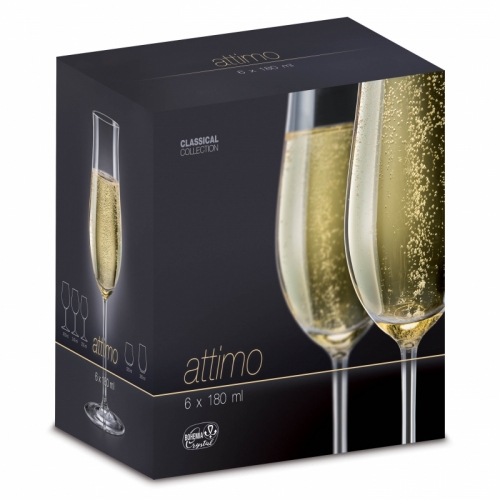 Набор бокалов для шампанского 6 шт. 180 мл Bohemia Crystal Attimo