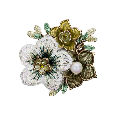 Брошь Shadore Букет, хаки