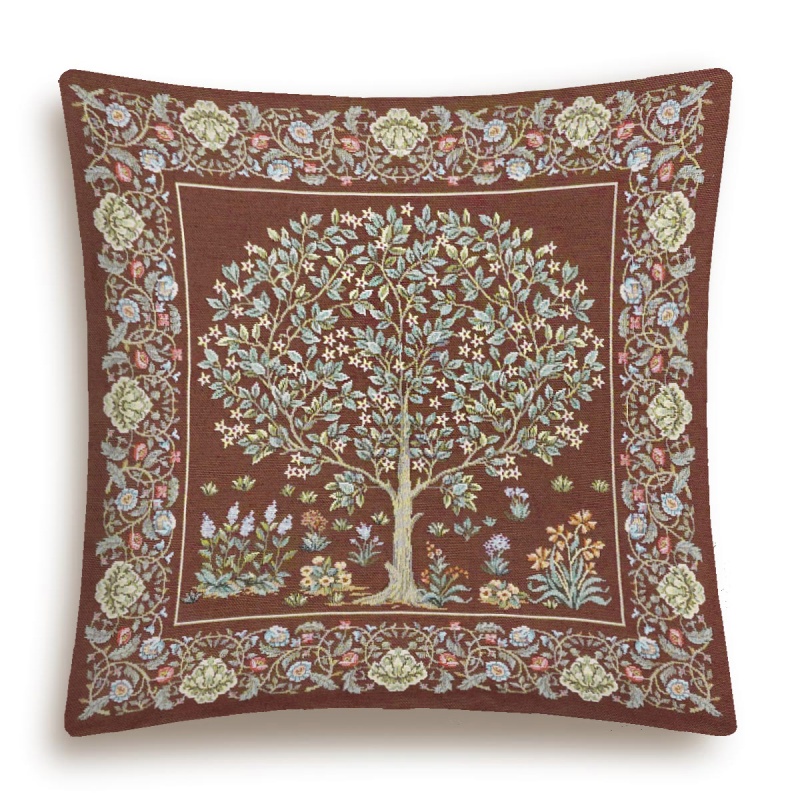 Подушка 45 х 45 см Le Gobelin Древо бирюза с бежевым бордюром двусторонняя 2690₽