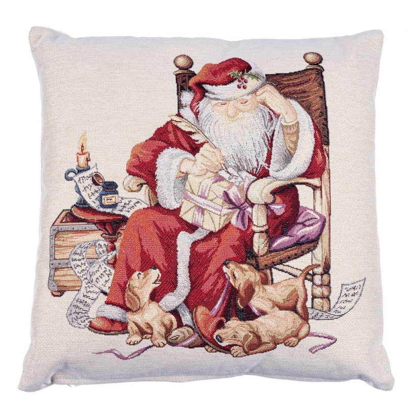 

Подушка декоративная 45 х 45 см Le Gobelin Дед Мороз и щенки