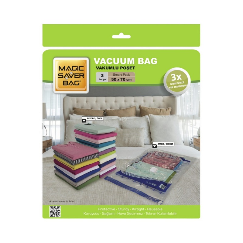 Набор вакуумных пакетов 50 x 70 см Magic Saver Bag Large 2 шт набор вакуумных пакетов 80 x 100 см magic saver bag xxlarge 2 шт