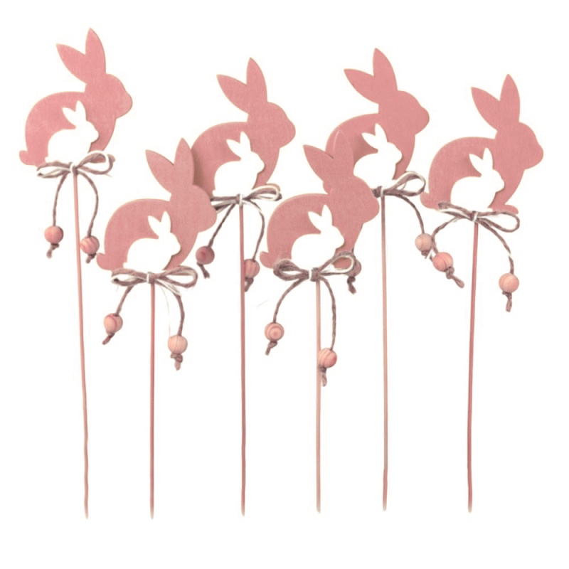 Набор вставок 28 см Азалия Кролик 6 шт розовый декор для интерьера 300 шт светящийся 13 х 17 мм розовый