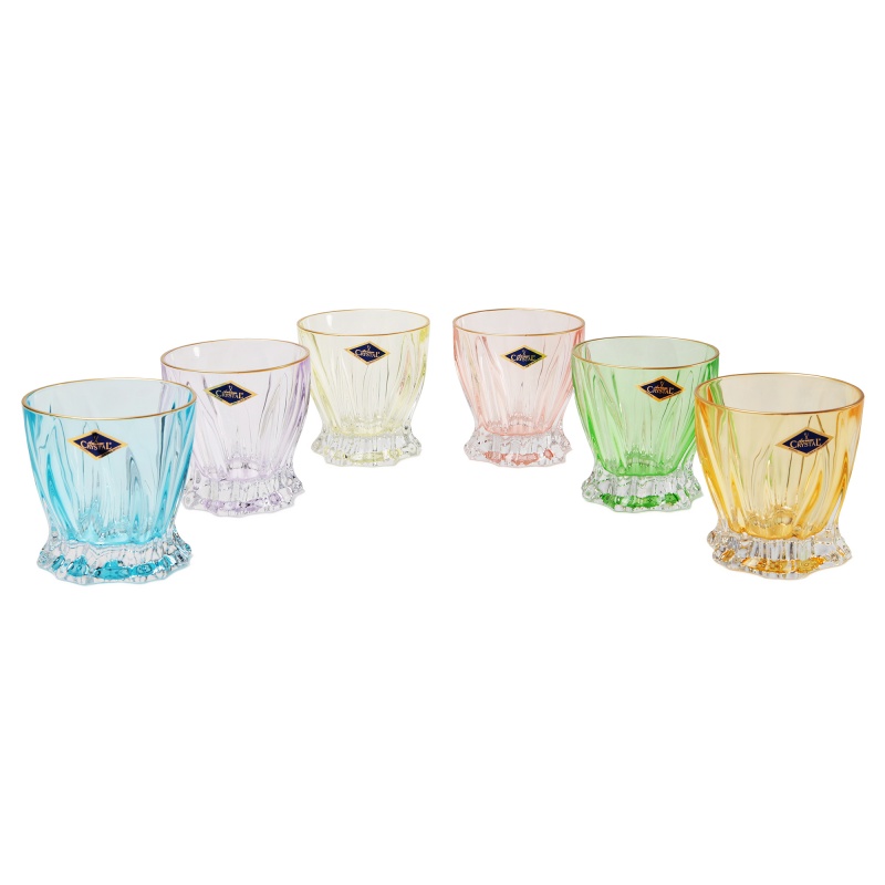Набор цветных стаканов для виски 320 мл Aurum Crystal Plantica Gold Rim 6 шт набор камней для виски cocktail 6 шт