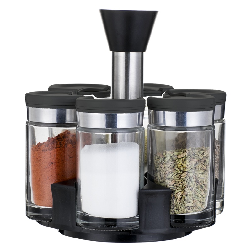 Набор из 6 банок для специй с подставкой scented jar, 100 мл Smart Solutions CKH-SH-SJ-JS-BLK-SET6