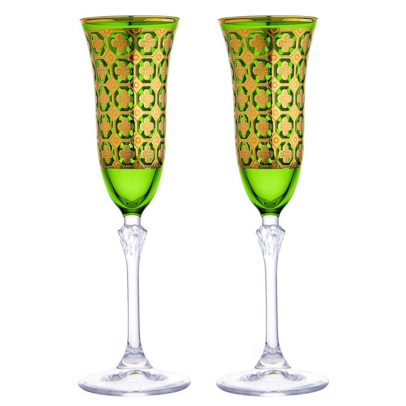 Набор бокалов для шампанского 150 мл Le Stelle Gemma Brandot 2 шт зелёный фланцевая гайка elvedes 3 8 x 24t изготовлен с помощью технологии gst эко покрытие которое защищает от ржавчины