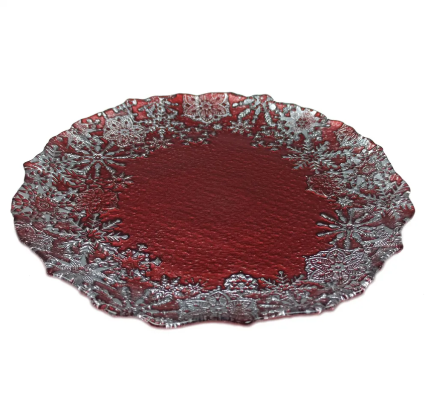 Тарелка Akcam Снежные узоры 28 см красная 1790₽