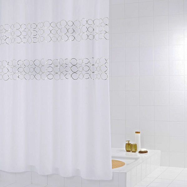 Штора для ванных комнат 180 х 200 см Ridder Paillette белый/золотой