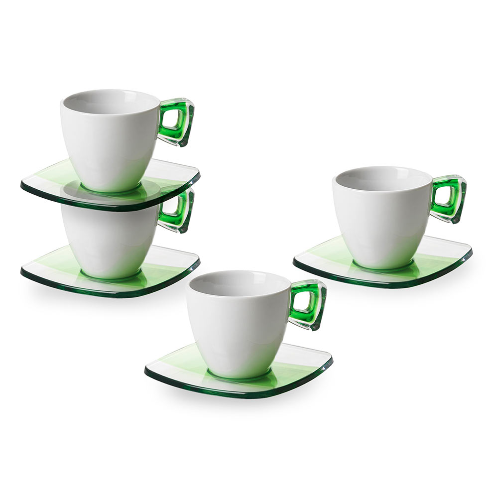 Набор чашек для чая с блюдцами 4 шт 0,2 л Omada "Square" Omada CKH-M4214VP - фото 1