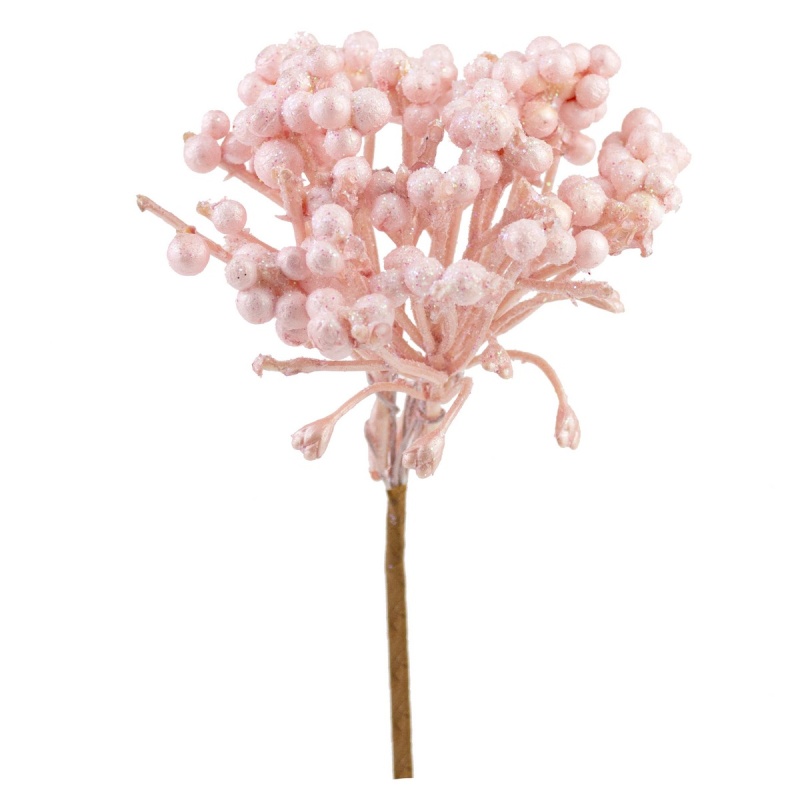 Ягоды декоративные на вставке 14 см Азалия розовый декоративные листья с глиттером азалия белый