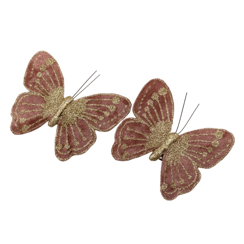 Набор декоративных бабочек 2 шт с глиттером Азалия розовый Азалия DMH-CHQ22060/1 DMH-CHQ22060/1 - фото 1