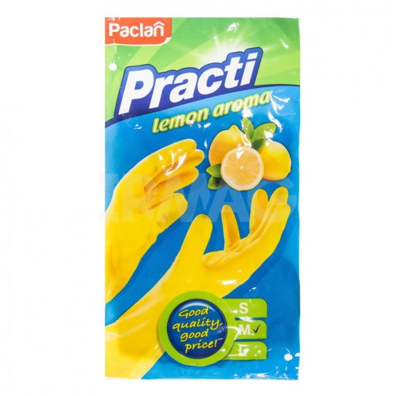 Перчатки латексные с запахом лимона Practi Lemon Aroma M Paclan CKH-407623-017674 - фото 1