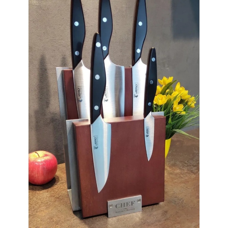 Подставка с магнитными держателями для 6-ти ножей Chef вишнёвый