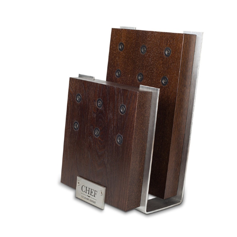 Подставка с магнитными держателями для 6-ти ножей Chef коричневый