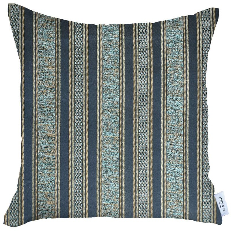 

Декоративная подушка 43 х 43 см Mike & Co New York Vermont Jacquard полосы голубой-золотой