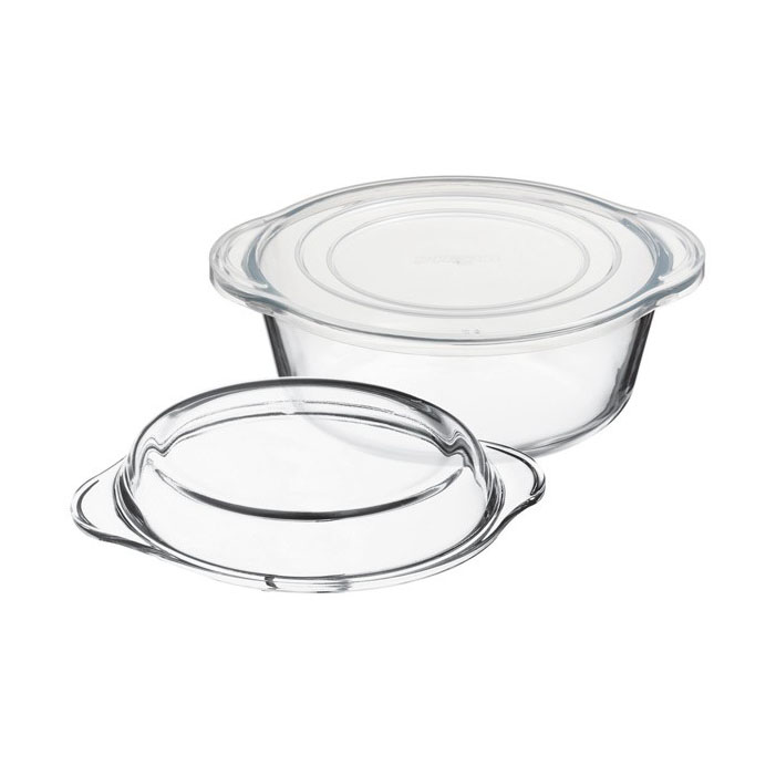 Форма для запекания круглая с крышкой 1,5 л Borcam жаропрочное стекло от CookHouse