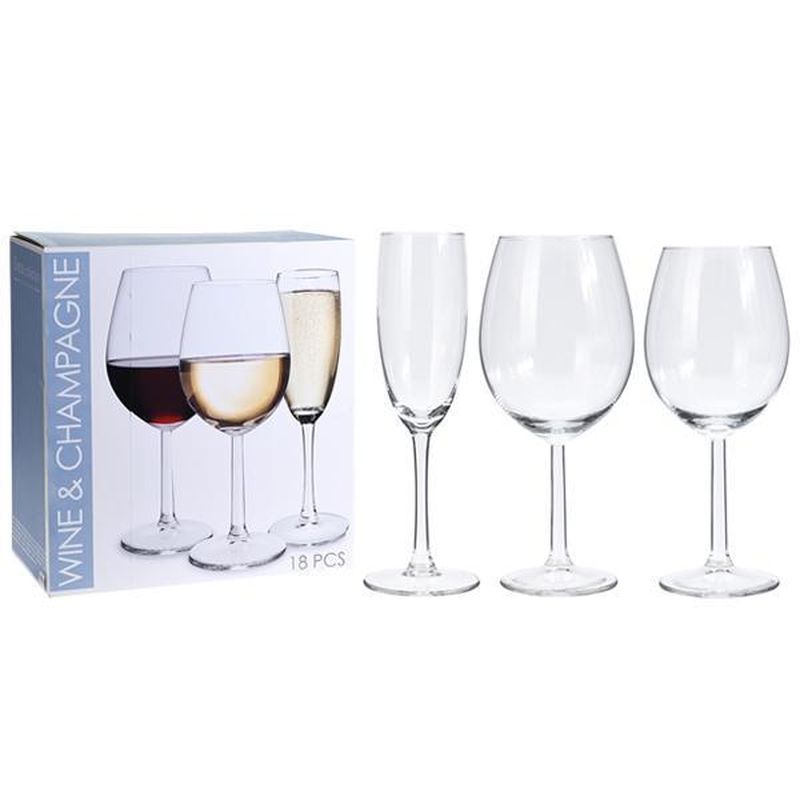 Набор бокалов для вина и шампанского 18 шт. Koopman Excellent Houseware CKH-CC7000530 - фото 1