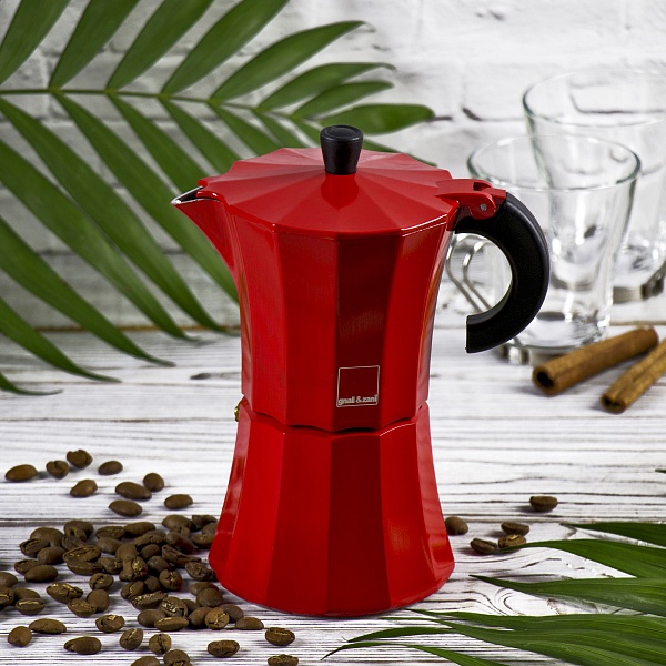 Кофеварка гейзерная на 9 чашек Аромат кофе Morosina 450 мл красная Аромат кофе DMH-MOR004-RED - фото 2