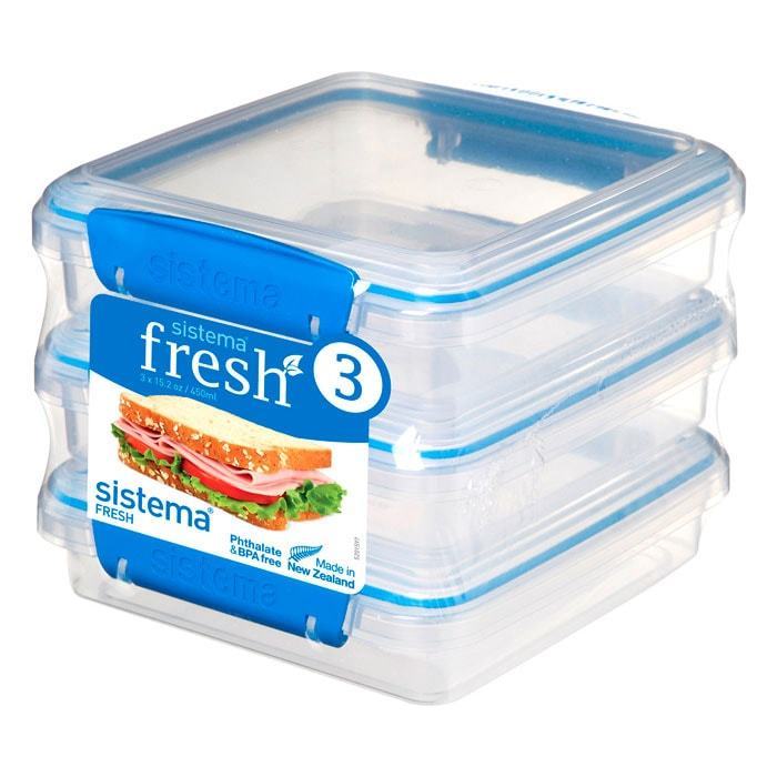 

Набор контейнеров для сэндвичей 3 шт. 450 мл Sistema Fresh