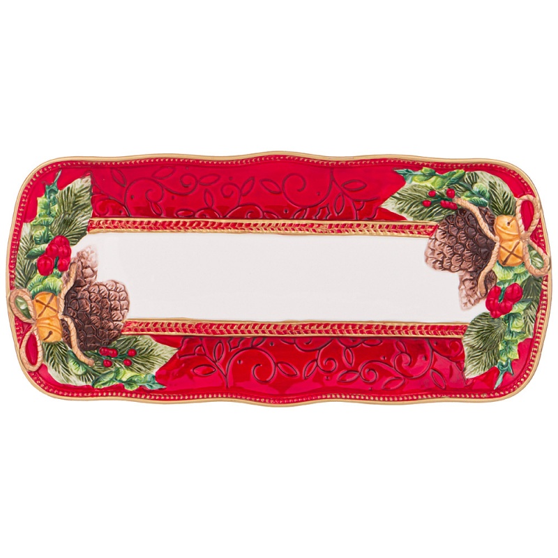 Блюдо прямоугольное 35 х 16 см Lefard Шишки красныйбелый 3290₽