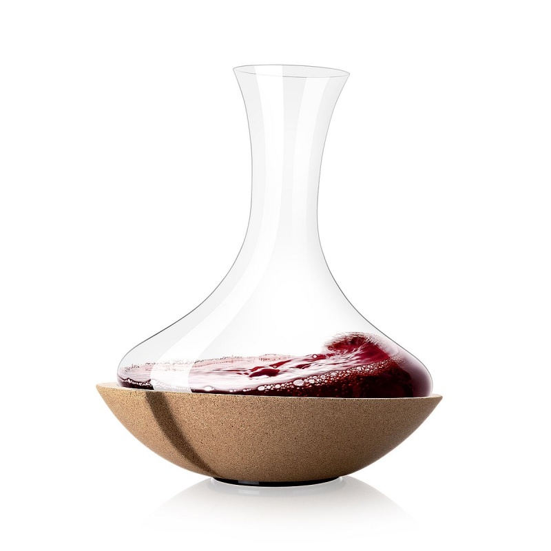 Стеклянный декантер на пробковой подставке 1000 мл  Vacu Vin Свирлинг декантер стеклянный для вина совиньон 800 мл 20 5×8×34 см