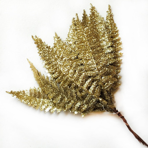 Набор листьев с глиттером 19 см Азалия золотой 12 шт