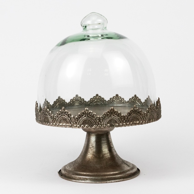 Блюдо на ножке с крышкой 16 x 21 см Азалия серебряное 4690₽