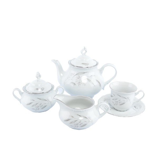 Чайный сервиз на 6 персон Thun Констанция серебряные колосья 17 предметов Thun CKH-15845 - фото 1