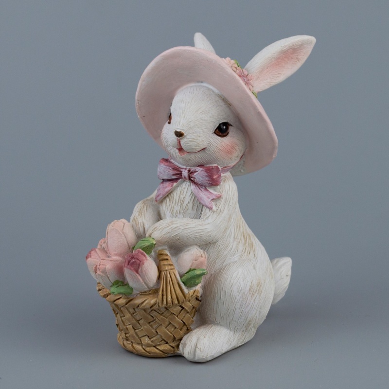 Сувенир 10 см Азалия Кролик с корзинкой белый Азалия DMH-BH220291F