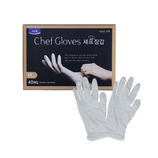 Перчатки для приготовления пищи 40 шт. Chef Gloves размер M белые Clean Wrap CKH-046868