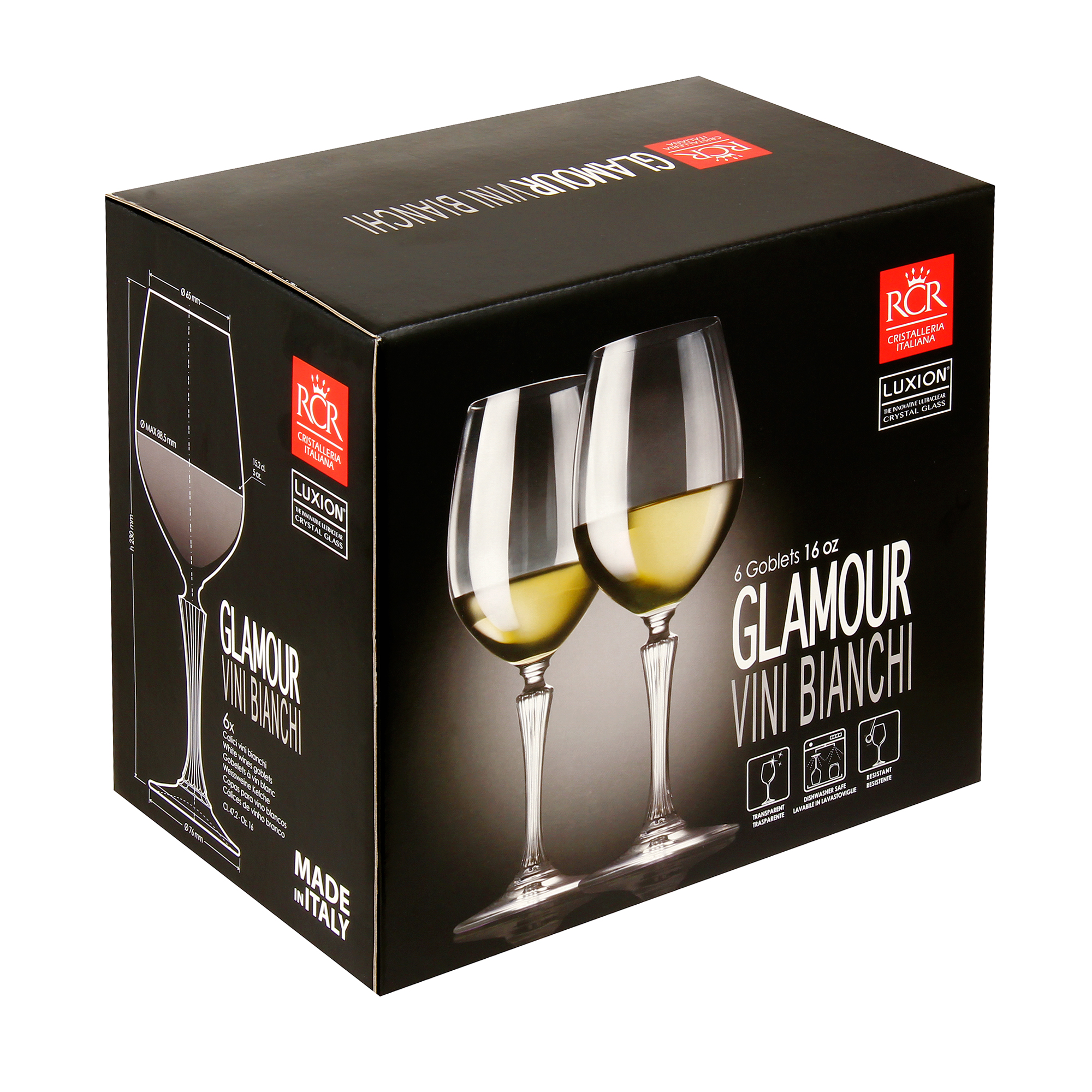 Набор из 6 бокалов для белого вина RCR Glamour 470 мл от CookHouse