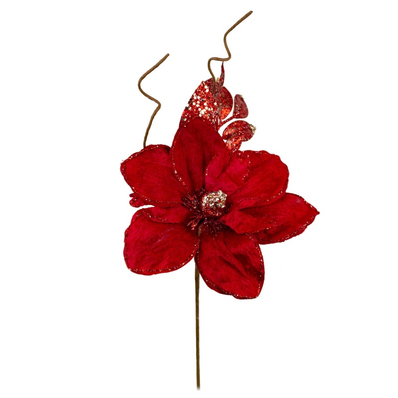 Декоративная ветка с цветком и листьями Азалия красный Азалия DMH-HY1490-H275